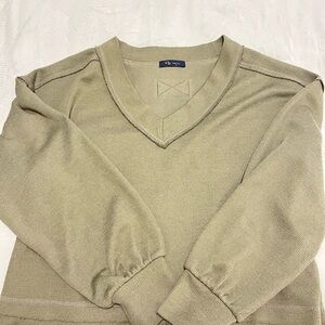 Men's V-Neck Sweater in Olive Green